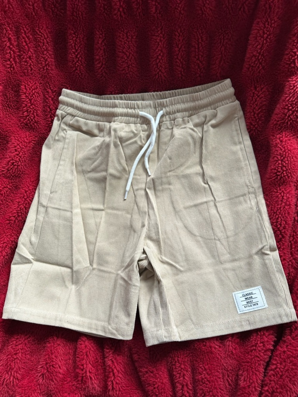 Boy’s Beige Corduroy Drawstring Shorts